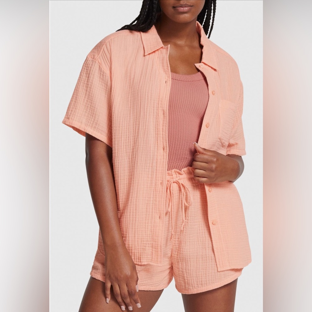 UGG cotton gauze Peach Pajama shirt